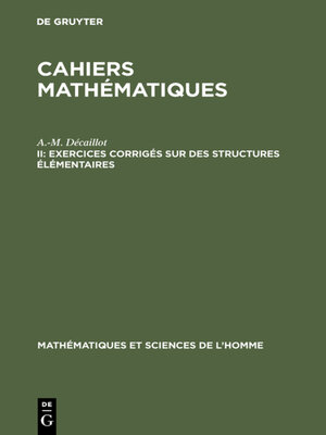 cover image of Exercices corrigés sur des structures élémentaires